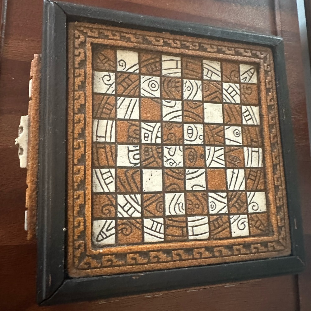 Handcrafted resins Chess Board Aztec design